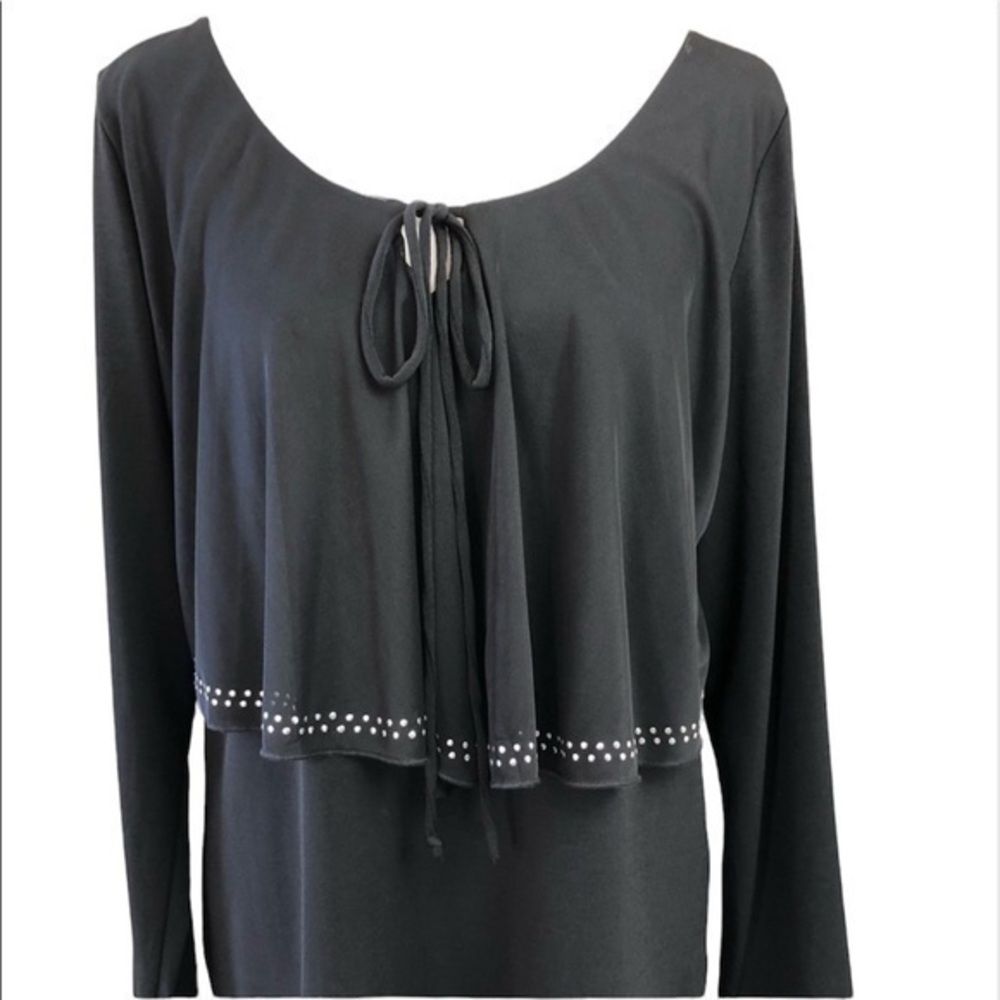 NWT Suzie in the city L/S black dressy top Size L